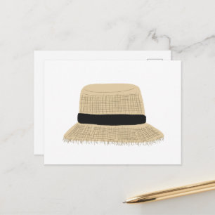 Natural Woven Straw Bucket Hat Summer Gift Holiday Postcard