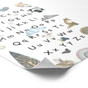 Naturaleza y Fauna Salvaje. Alfabeto Infantil. Poster
