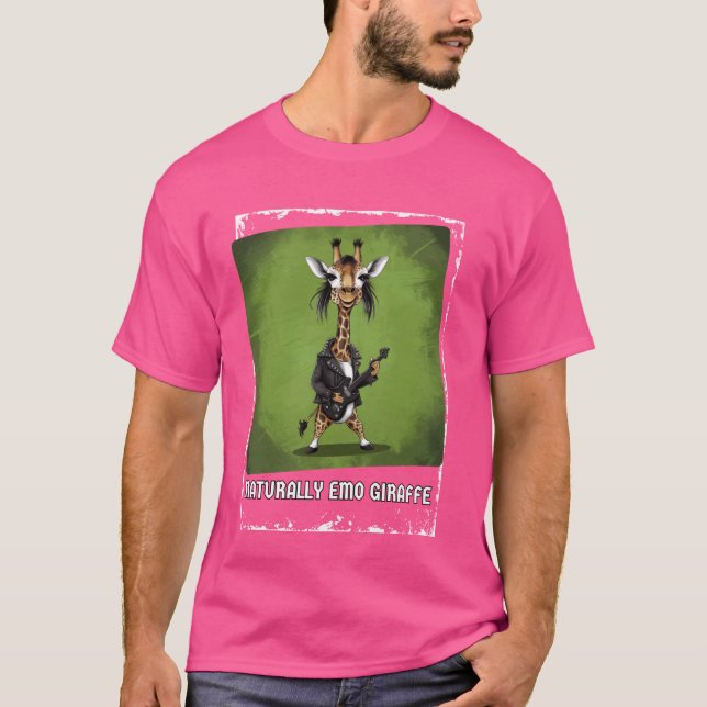 Naturally Emo Giraffe Funny Emo Music Giraffes Emo T-Shirt (Front)