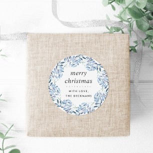 Naturally Joyful   Blue   Personalised Christmas Classic Round Sticker
