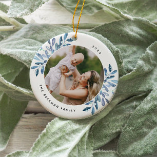 Naturally Joyful Botanical Personalised Photo Ceramic Tree Decoration