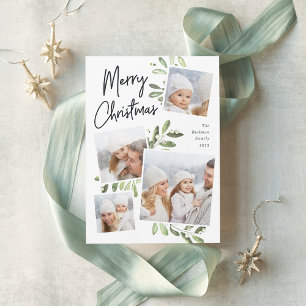 Naturally Joyful Christmas Photo Collage Holiday Card
