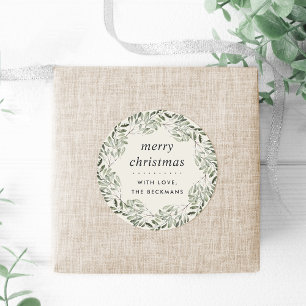 Naturally Joyful   Green   Personalised Christmas Classic Round Sticker