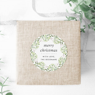 Naturally Joyful Green Personalised Christmas Classic Round Sticker