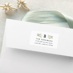 Naturally Joyful Monogram Return Address Label<br><div class="desc">Designed to coordinate with our Naturally Joyful holiday collection,  return address labels feature sprigs of light green watercolor leaves and foliage with tiny white berries flanking your single initial monogram. Personalise with your return address beneath in chic off-black lettering.</div>