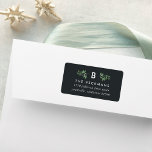 Naturally Joyful Monogram Return Address Label<br><div class="desc">Designed to coordinate with our Naturally Joyful holiday collection,  return address labels feature sprigs of forest green watercolor leaves and foliage with tiny white berries flanking your single initial monogram,  on a contrasting dark background. Personalise with your return address beneath in chic white lettering.</div>