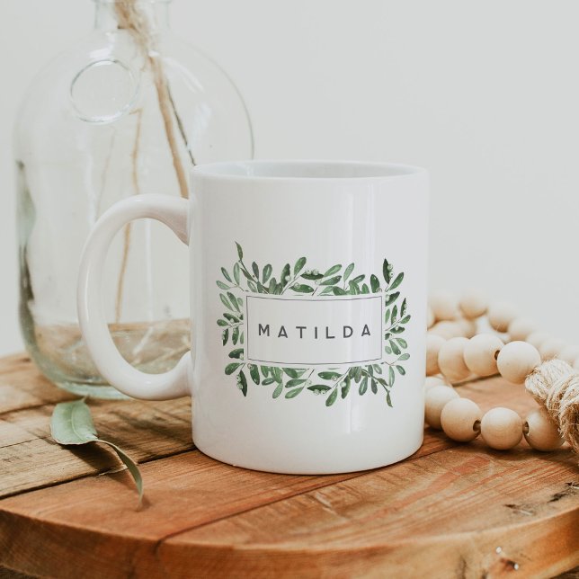 Naturally Joyful Personalised Watercolor Botanical Coffee Mug (Creator Uploaded)