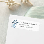 Naturally Joyful Return Address<br><div class="desc">Designed to coordinate with our Naturally Joyful holiday collection,  return address labels feature a sprig of wintry blue watercolor leaves and foliage with tiny white berries. Personalise with your return address in chic off-black lettering.</div>