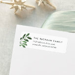Naturally Joyful Return Address<br><div class="desc">Designed to coordinate with our Naturally Joyful holiday collection,  return address labels feature a sprig of dark forest green watercolor leaves and foliage with tiny white berries. Personalise with your return address in chic off-black lettering.</div>