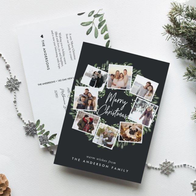 Naturally Joyful Wreath | Photo Collage Christmas Holiday Postcard (Creator Uploaded)