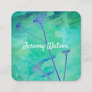 nature abstract blue double sided custom square business card