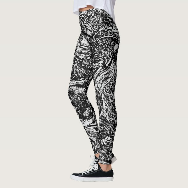 Nature Abstract Pattern in Black and White Leggings (Left)