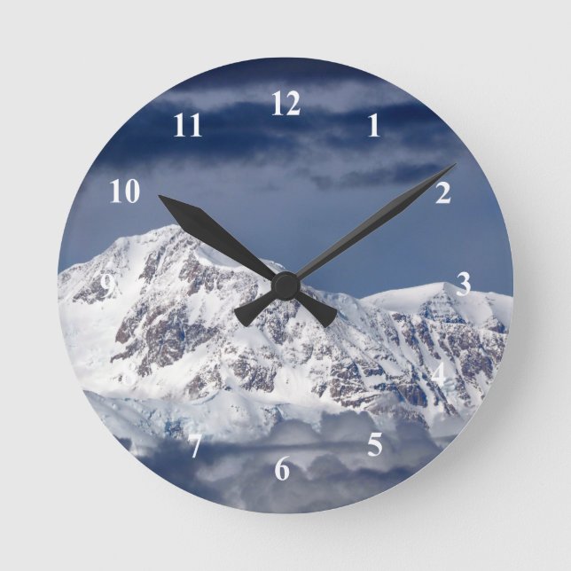 Nature Alaska Denali Landscape Photo Round Clock (Front)