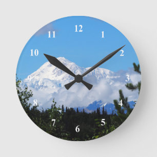Nature Alaska Denali Scenery Photo Round Clock