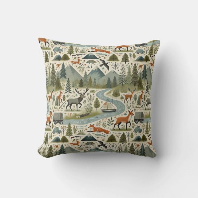 Nature and Adventure Pattern pillow (Front)