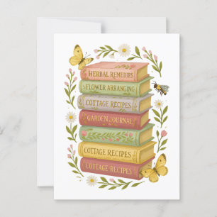 Nature and Book Lover Botanical Stack Postcard