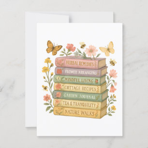 Nature and Book Lover Botanical Stack Postcard