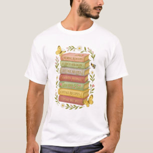 Nature and Book Lover Botanical Stack T-Shirt