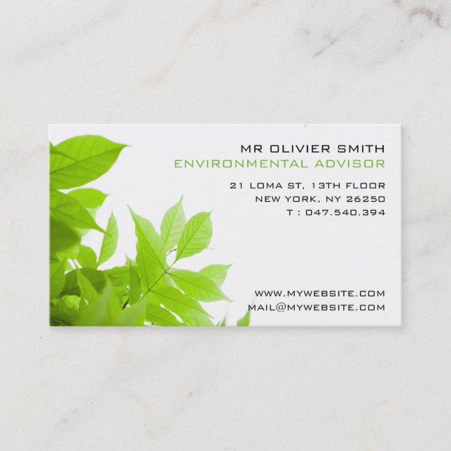 Nature and calling card environment. Your green (Front)