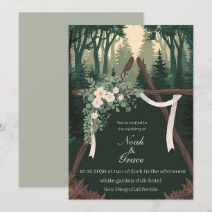 Nature and Forest-Themed Wedding Invitation Card