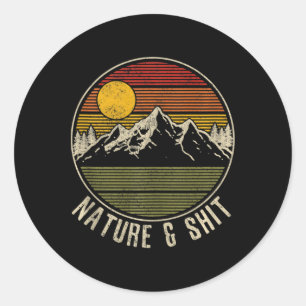 Nature And - Funny Vintage Mountains Hiking Campin Classic Round Sticker
