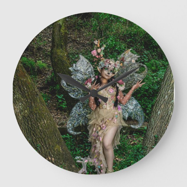 Nature and women in unique clothes large clock (Front)