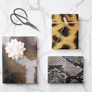 Nature Animals Giraffe Python Snake Leopard Skins Wrapping Paper Sheet