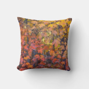 nature art autumn  leaves red and yellow   cushion