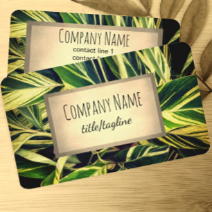nature art bold leaf patterns green yellow  business card
