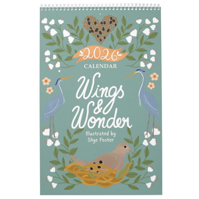 Nature Art Calendar with Backyard Birds & Flowers (Cover)