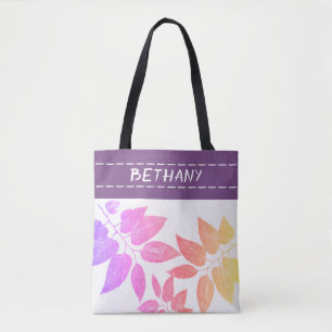 nature art custom personalised purple tote bag