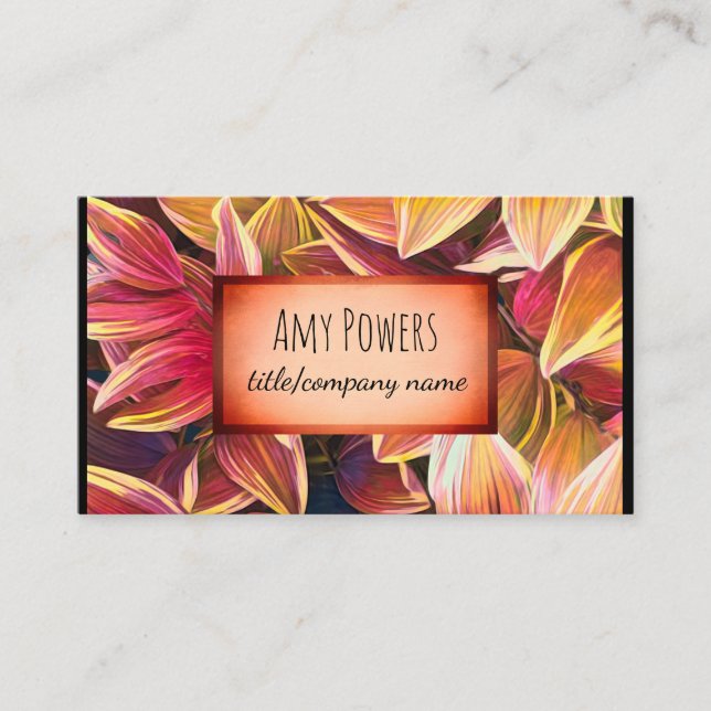 nature art leaves terra cotta colours double sided business card (Front)