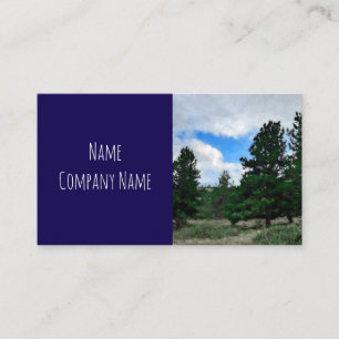 nature art mountain pine trees dark blue custom business card
