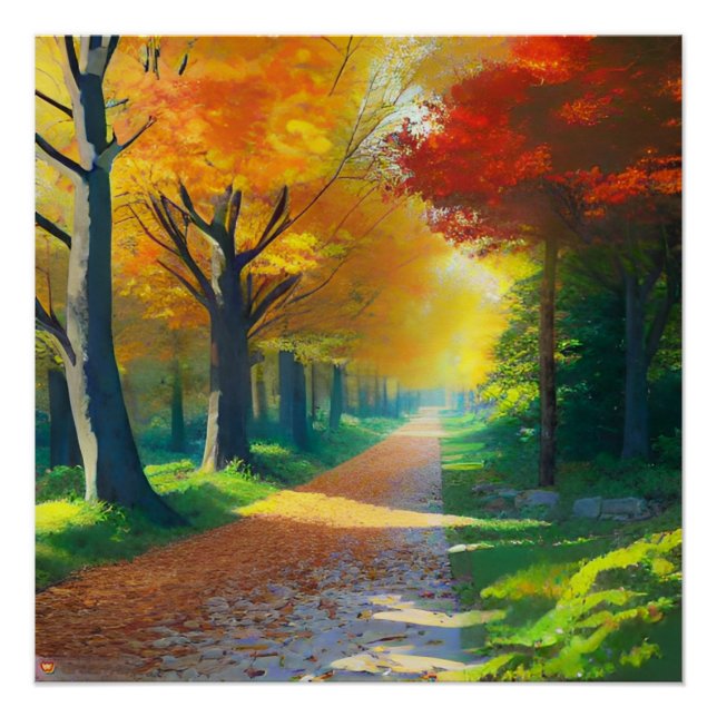 Nature Autumn Trees in The Forest Poster (Front)