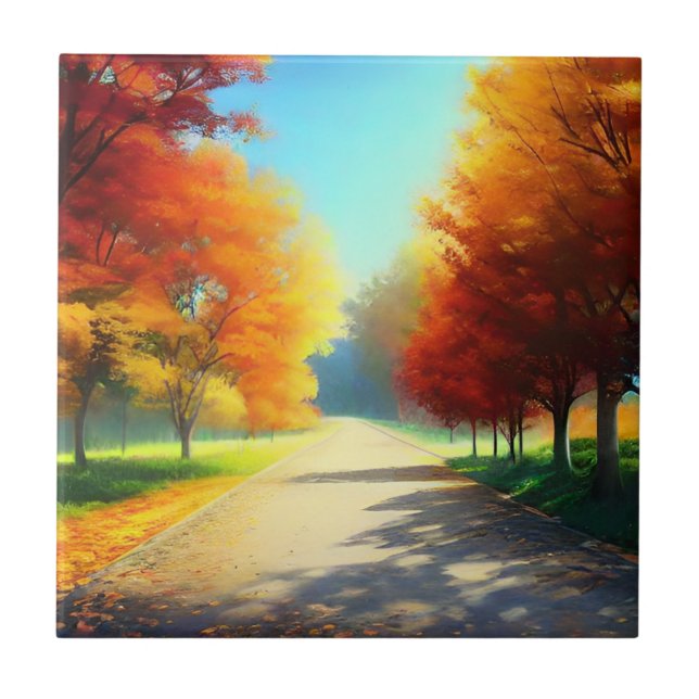 Nature Autumn Trees in The Forest Tile (Front)