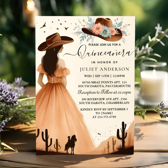 Nature Barn Wood Boho Farm Western Quinceanera Invitation (Creator Uploaded)