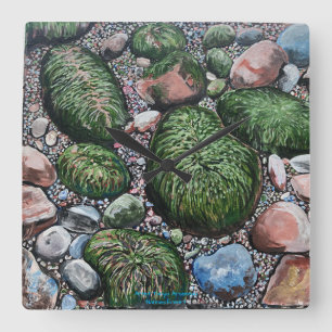 Nature Beach Rocks Modern Square Wall Clock