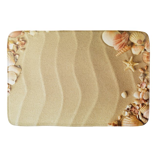 Nature beach sand shells texture bath mat (Front)