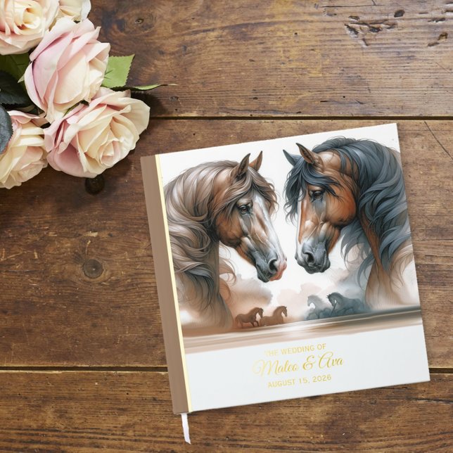 Nature Beautiful Brown Horses Wedding Guest Book (Creator Uploaded)