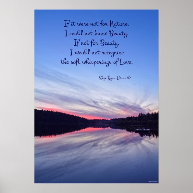 Nature & Beauty Poem on Sunset over Lake Photo Poster (Front)