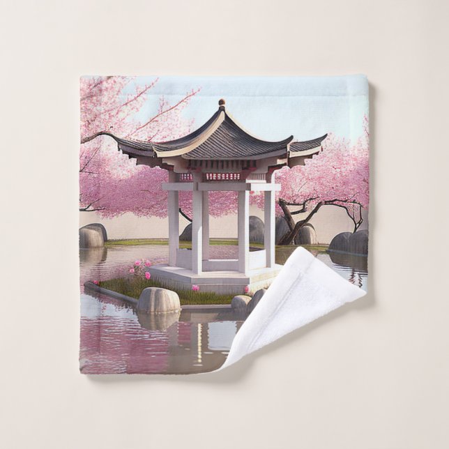 Nature Beauty Sakura Cherry Blossom Garden View Wash Cloth (Wash Cloth)