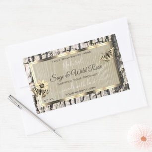 Nature Beige Tree Bark Gold Frame Product Labels