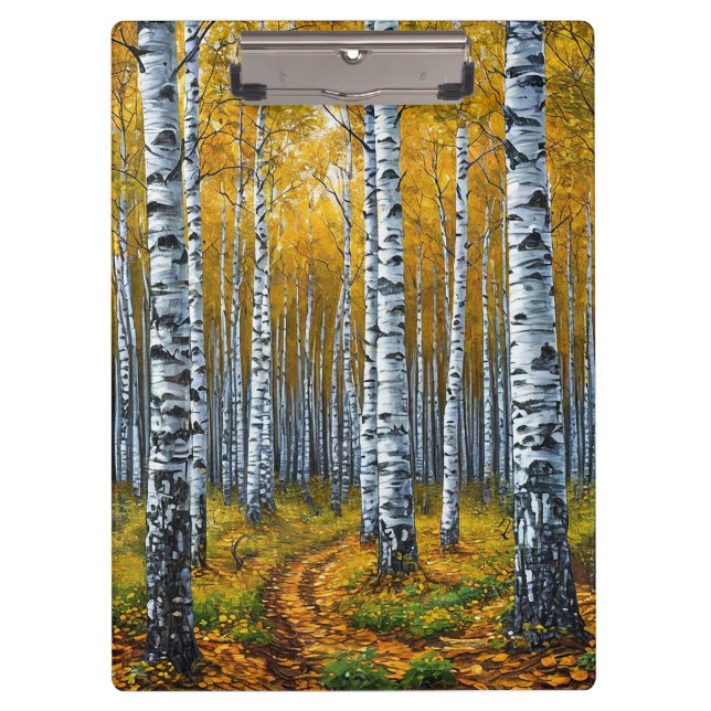 Nature Birch Forest Autumn Landscape Decor Clipboard (Front)