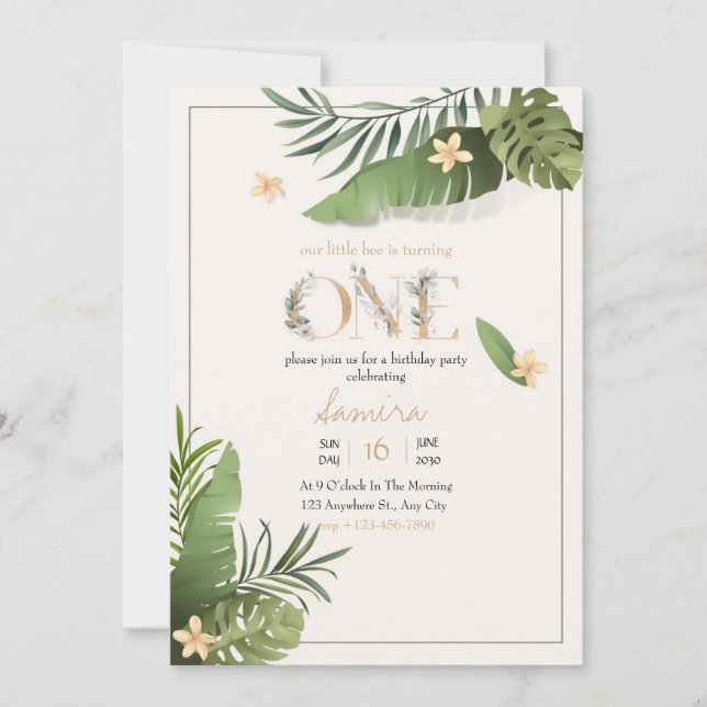Nature birthday invitation template flowers invite (Front)
