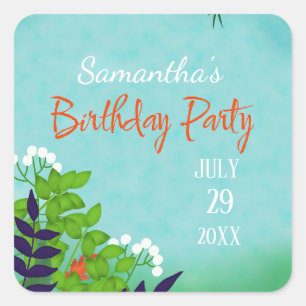 Nature Birthday Party Square Sticker