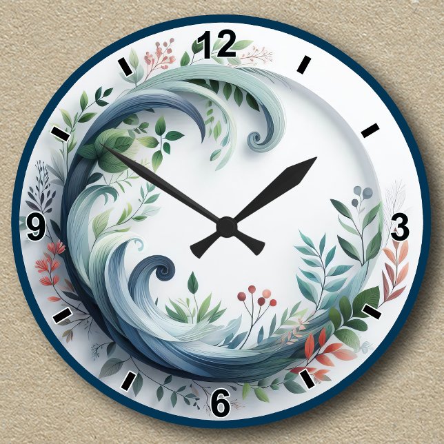 Nature Botanical Design With Numbers + Markers Round Clock (Creator Uploaded)