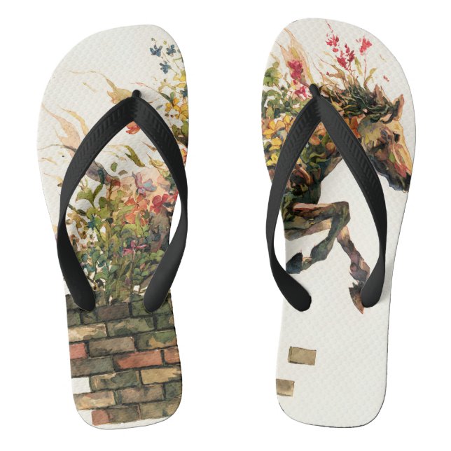 Nature Botanical Floral Horse Jumping Jandals (Footbed)