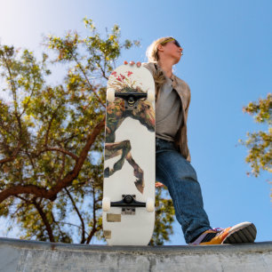 Nature Botanical Floral Horse Jumping Skateboard