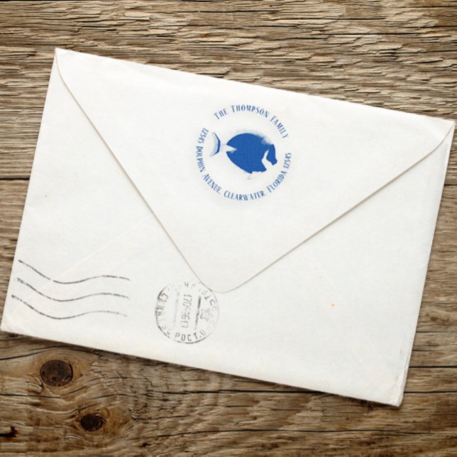 Nature Botanical Return Address Tropical Fish Self-inking Stamp (Creator Uploaded)