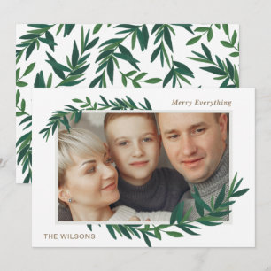 Nature Botanical Wishes Gold photo Holiday Card
